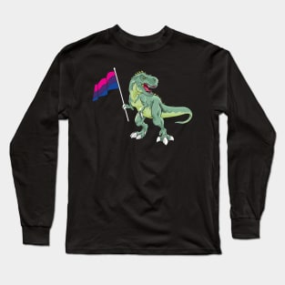 Funny Dinosaur Flag Bisexual Pride LGBT Gift Long Sleeve T-Shirt